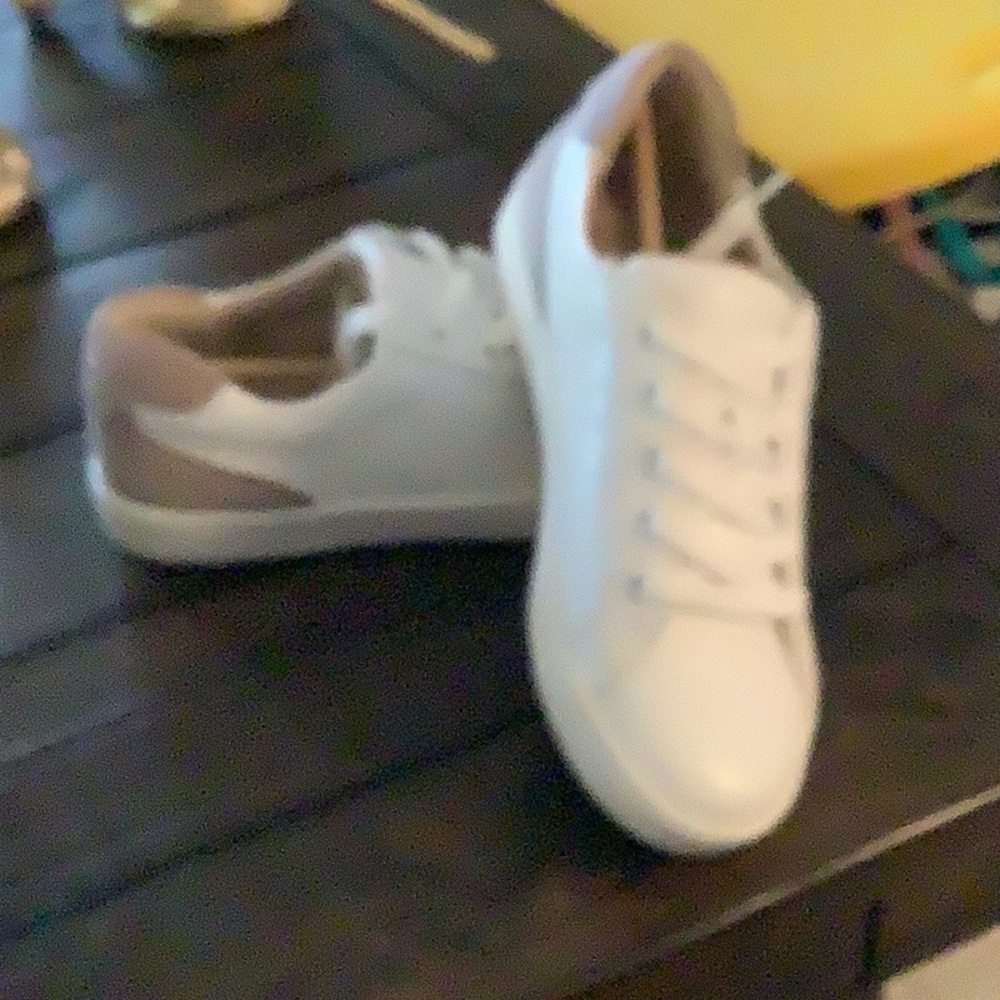 White and Brown Sneakers